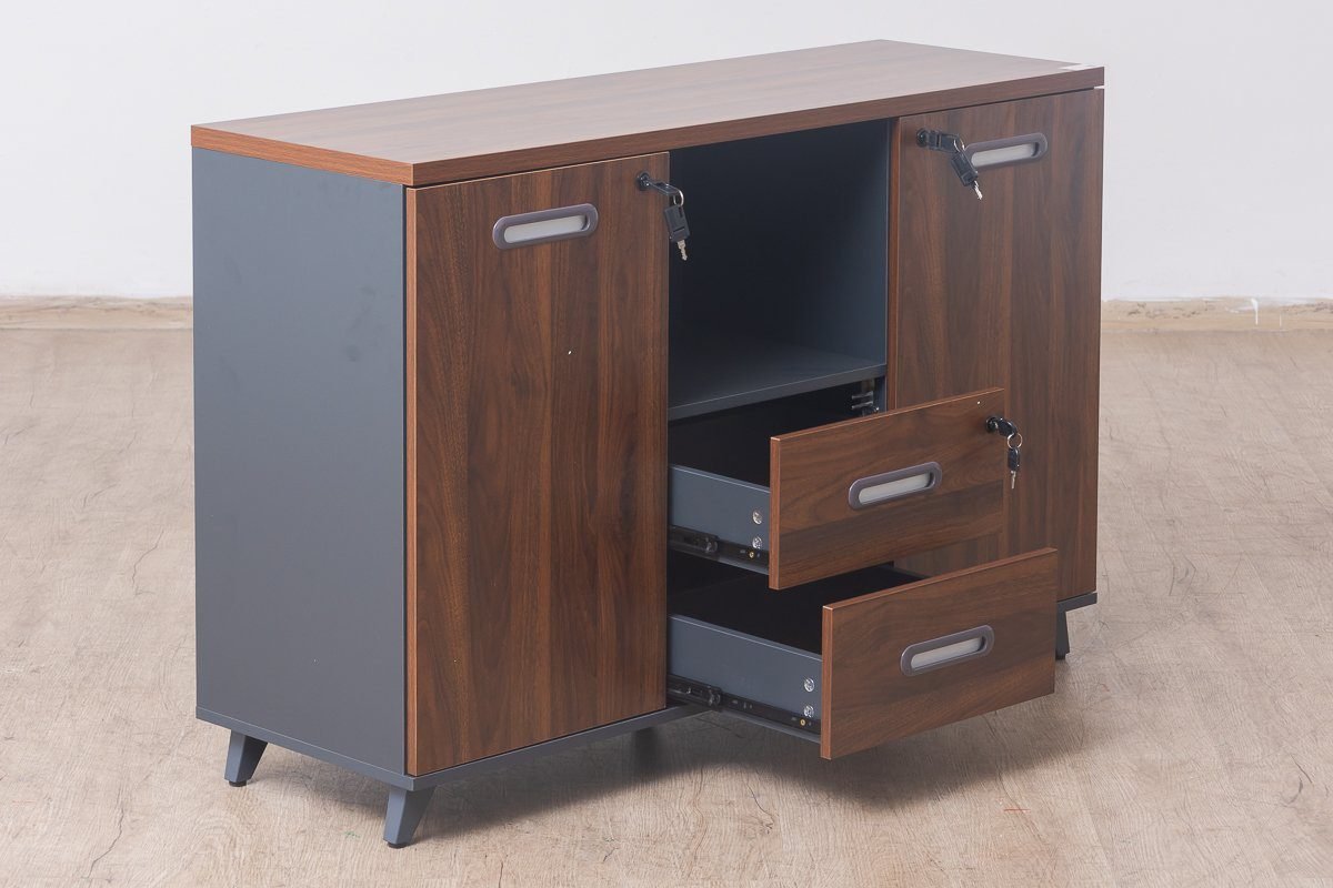 Baseline-Credenza Book Case Cabinet (Walnut) - Image 3