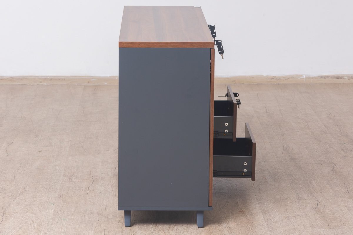 Baseline-Credenza Book Case Cabinet (Walnut) - Image 7