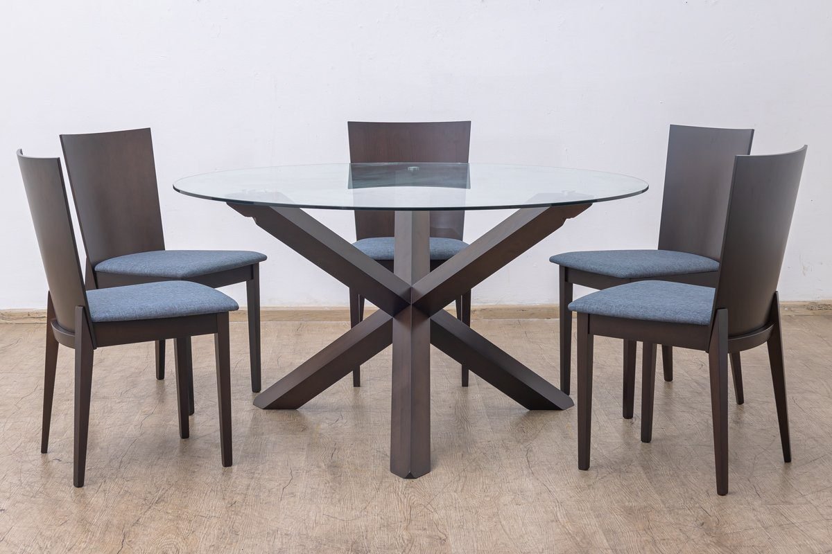 Vanessa Glass Top Round Dining Table + 6 Chairs - Image 3