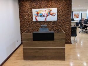 Bisbon 1.6m Reception Counter in Brown Oak
