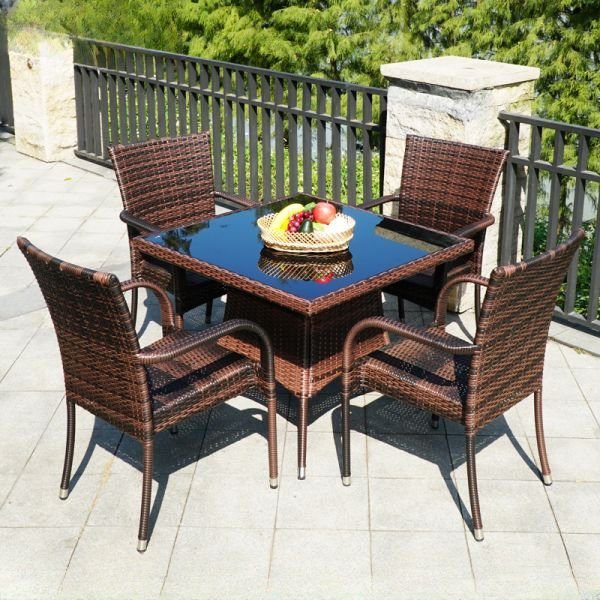 GOODGEM-Outdoor Square Dining Table+4 Chairs - Image 3