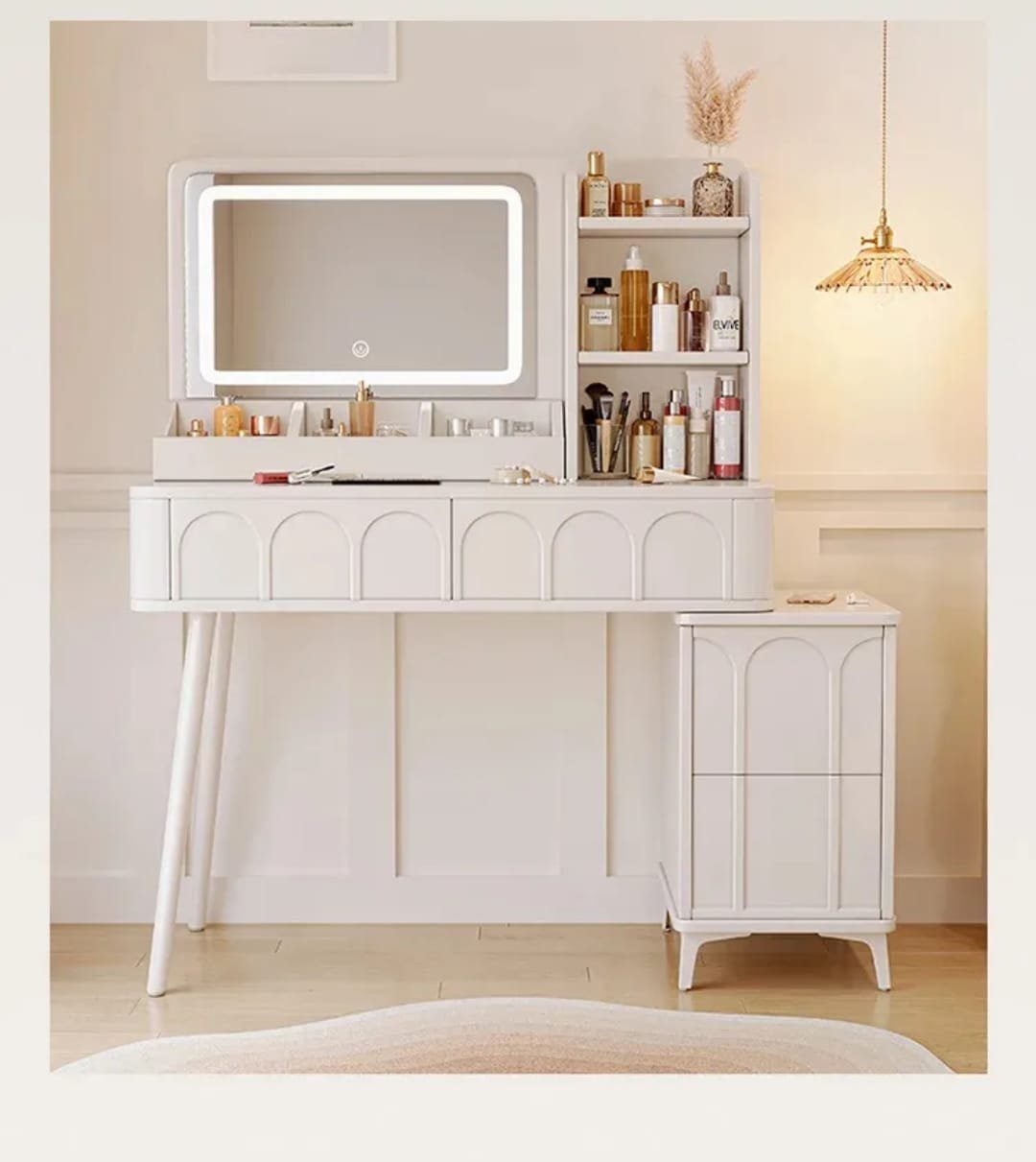 Imela-Dressing Table with LED Mirror and Chair, - Image 5