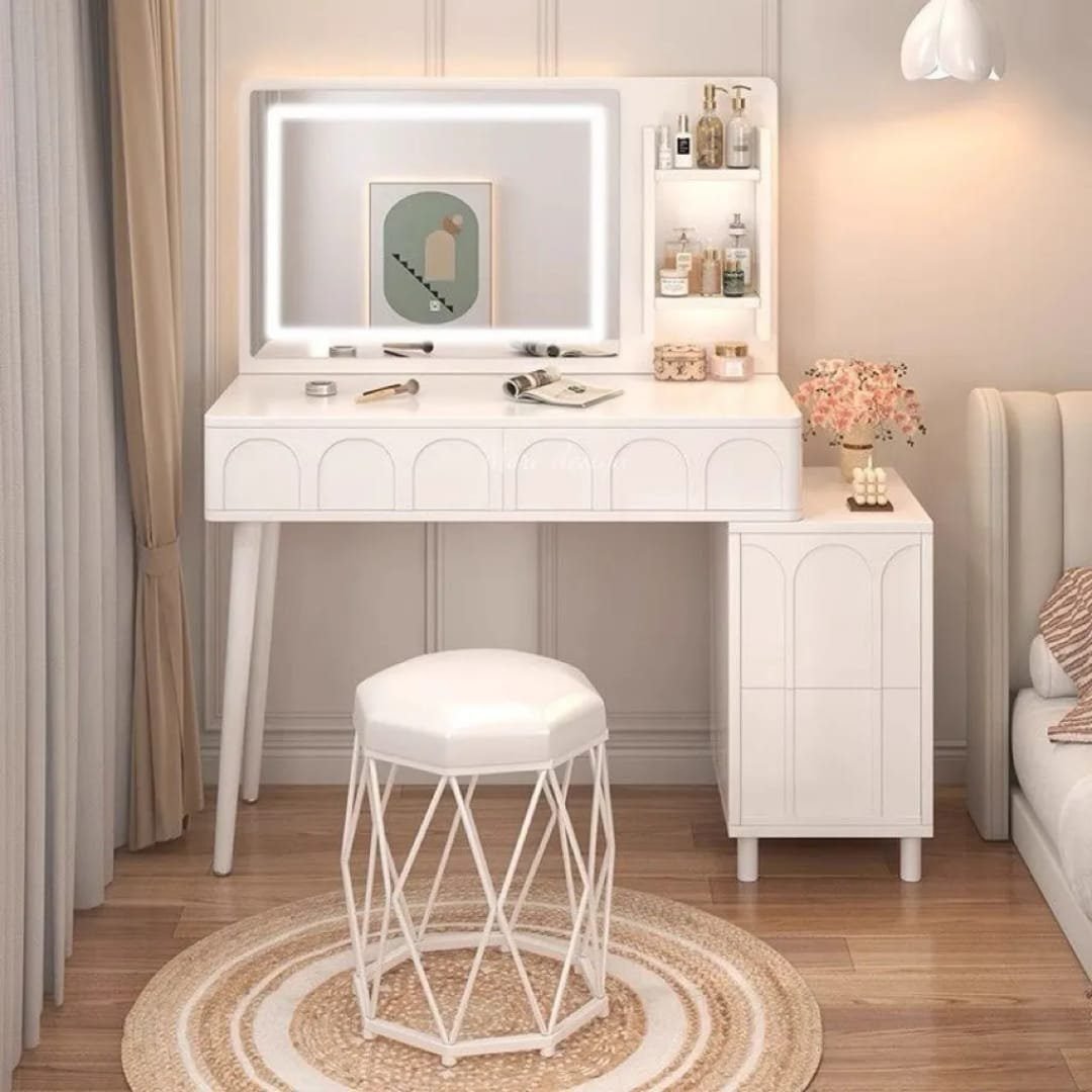 Imela-Dressing Table with LED Mirror and Chair, - Image 7
