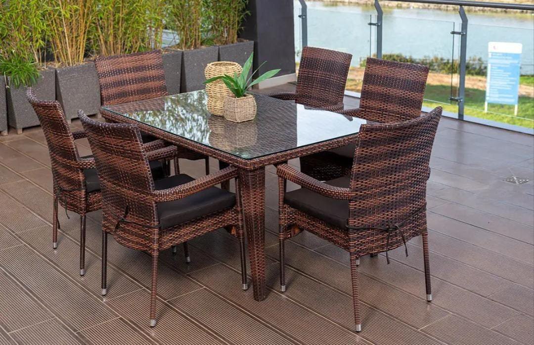 Tokyo-6 Seater Outdoor Dining Table + 6 Chairs - Image 2
