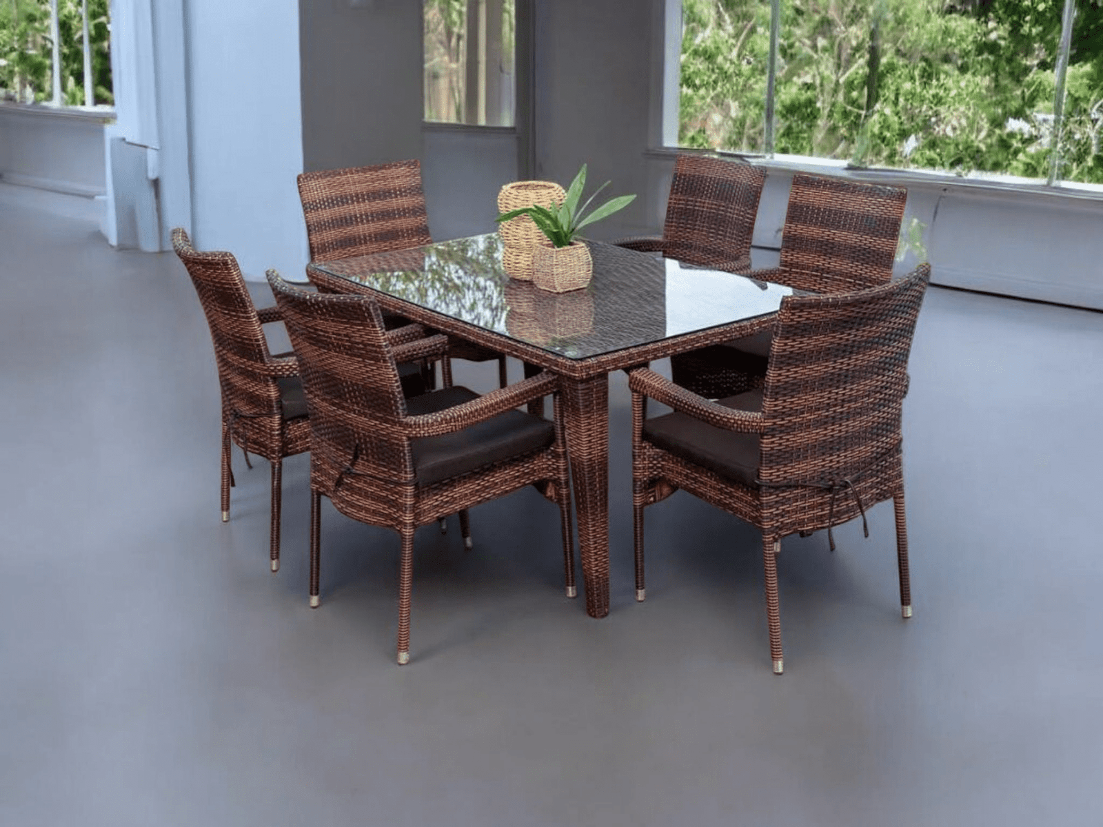 Tokyo-6 Seater Outdoor Dining Table + 6 Chairs - Image 3