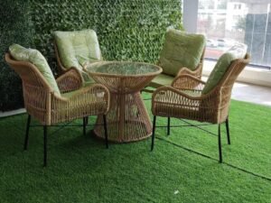 Finland Outdoor Dining Table + 4 Chairs (Brown)